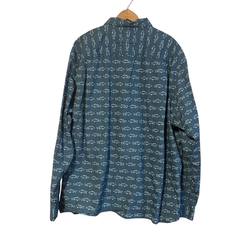 Duluth Trading Fish Print Button Down Long Sleeve Shirt Size 2XL - Picture 3 of 5